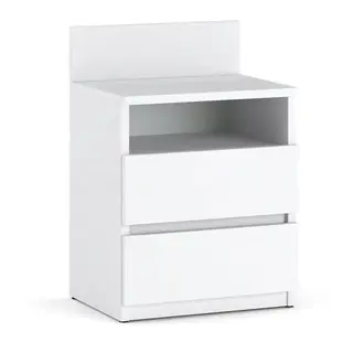 Szafka Nocna Biała Stolik Nocny 40CM 2 Szuflady Półka Nakastlik Do Sypialni