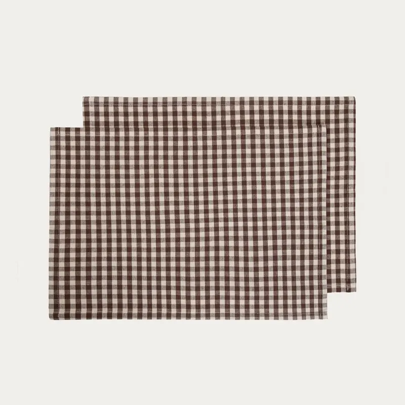 Maty stołowe MARAVILLA bawełniane w brązową kratkę, zestaw 2 szt. 2*30x45