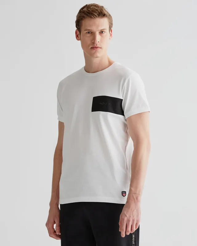 Gant T-Shirt Męski Z Nadrukiem Regular Fit Biały