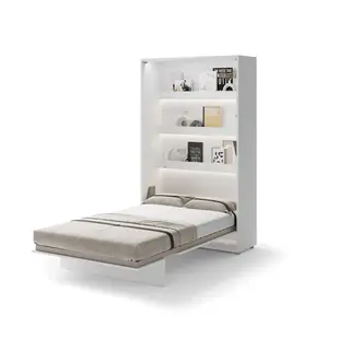 Półkotapczan pionowy BC-02 Bed Concept | 120x200 cm | Biały Połysk | składany | funkcjonalny | oszczędność przestrzeni