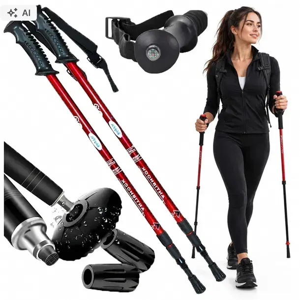 KIJKI DO NORDIC WALKING KIJE TREKKINGOWE DO CHODZENIA SKŁADANE REGULOWANE