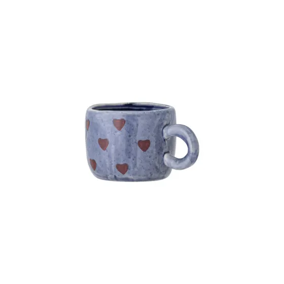 Filiżanka Bloomingville Mini Blue Stoneware Hearts Nini, 100 ml