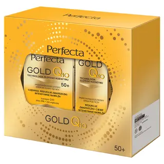 Zestaw Perfecta Gold Q10 50+ Krem do twarzy z koenzymem Q10 50 ml i Krem pod oczy 15 ml