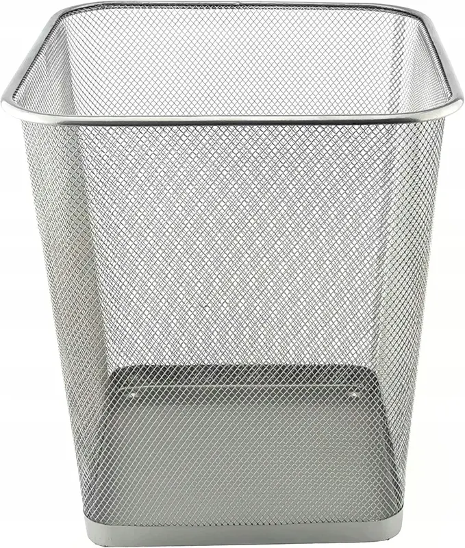 KOSZ BIUROWY METALOWY SIATKA 18L SREBRNY NA PAPIER