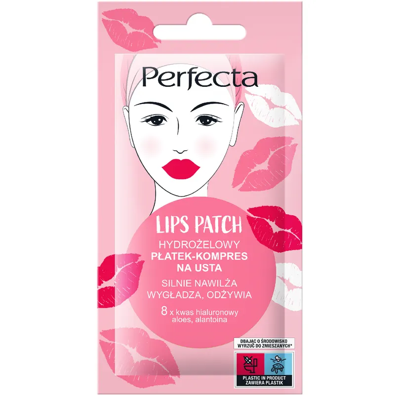 Perfecta Lips Patch hydrożelowy płatek-kompres na usta z 8 rodzajami kwasu hialuronowego, aloesem i alantoiną 1 szt.