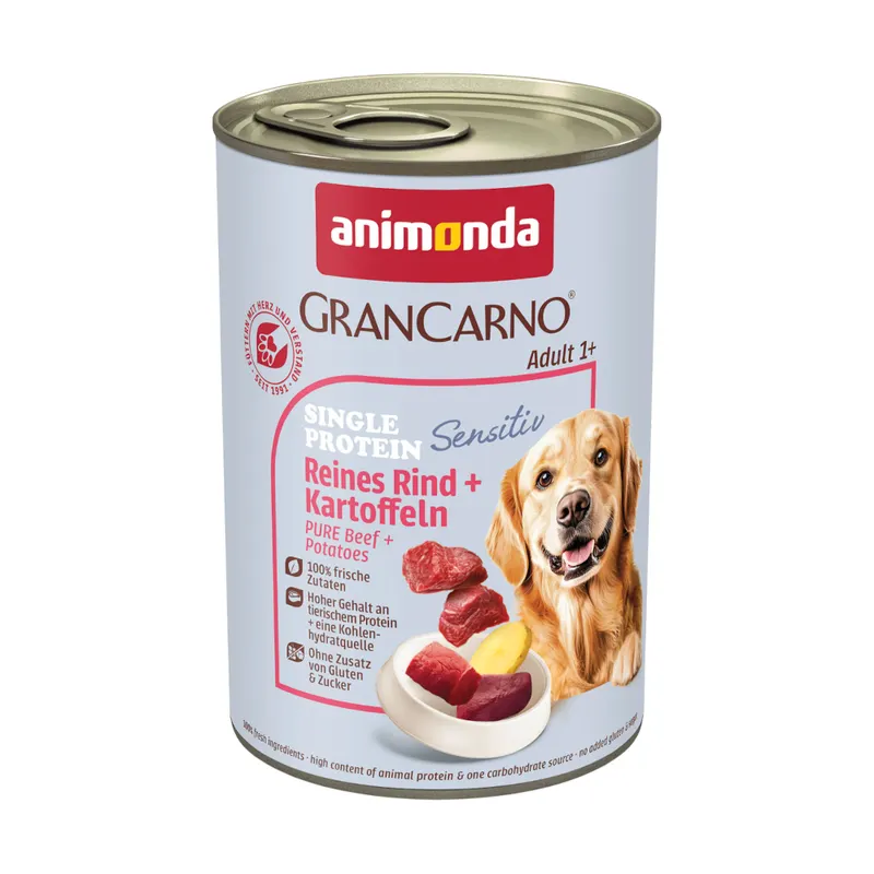 animonda GranCarno Adult Sensitive, 6 x 400 g - Wołowina i ziemniaki