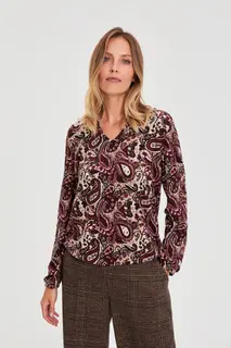 Wzorzysty sweter brązowy