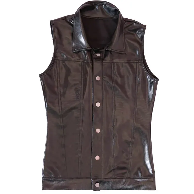 Men's Glossy Vest Stretchy Club Stage Performance Slim Fit Fashionable Utility Stylish