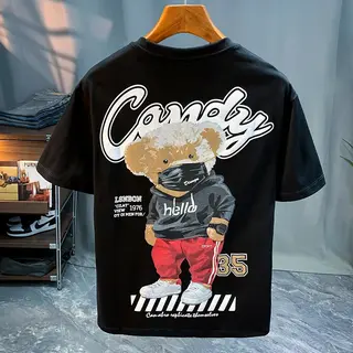 Summer 2024 New Short-Sleeved T-shirt Men's Printed Crew Neck Casual All-Matching Comfortable Stretch Men's Clothing