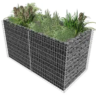 Donica gabionowa, ze stali 180 x 90 x 100 cm, srebrna