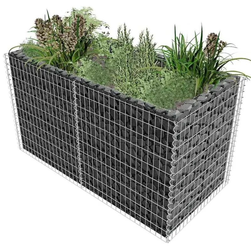 Donica gabionowa, ze stali 180 x 90 x 100 cm, srebrna