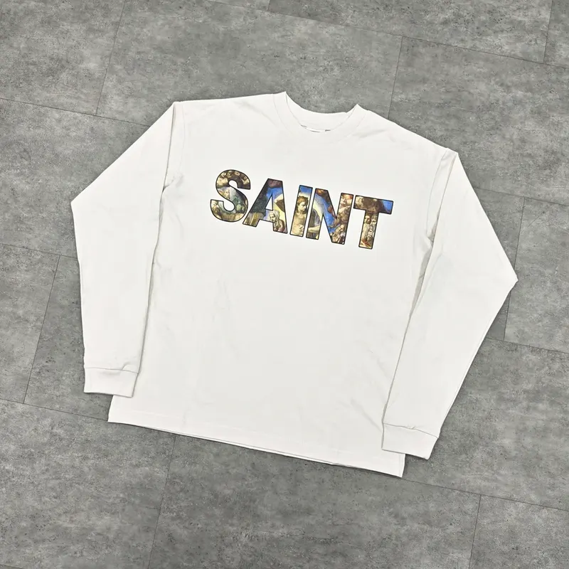 Yao Fashion Saint OF Michael 25SS Simple Style Oversize Loose Vintage Cleanfit Tops Long Sleeve Streetwear T Shirt For Men