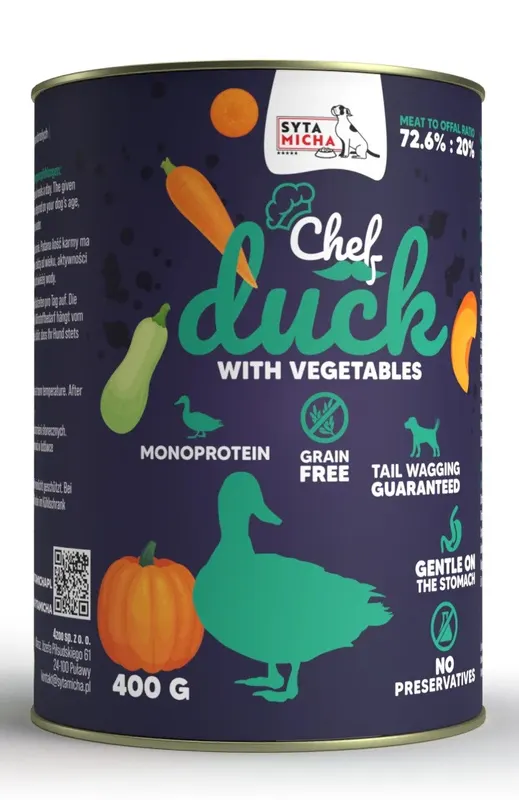 SYTA MICHA Chef Kaczka z warzywami Mono - mokra karma dla psa - 400 g