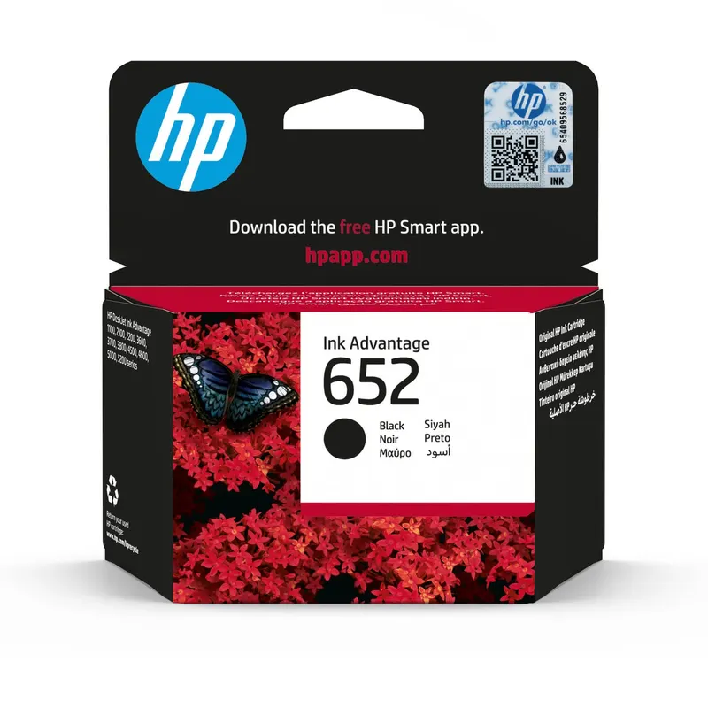 HP 652 Czarny Tusz Oryginalny Deskjet F6V25AE