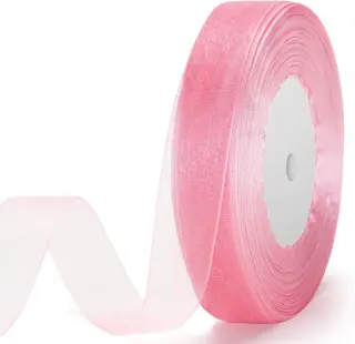 TAŚMA 2 CM RÓŻOWA ORGANZA WSTĄŻKA DEKORACYJNA OZDOBNA PASKI