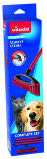 VILEDA Pet Pro Always Clean Szczotka gumowa z drążkiem do usuwania sierści, włosów z dywanów i podłogi - 1 sztuka