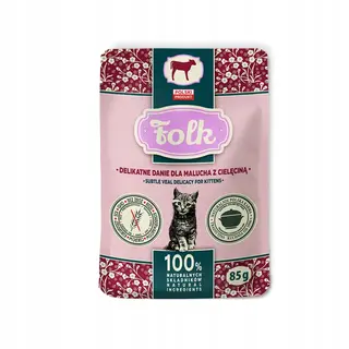 FOLK Kitten Delikatne danie dla malucha z cielęciną mono - mokra karma dla kota - 85g