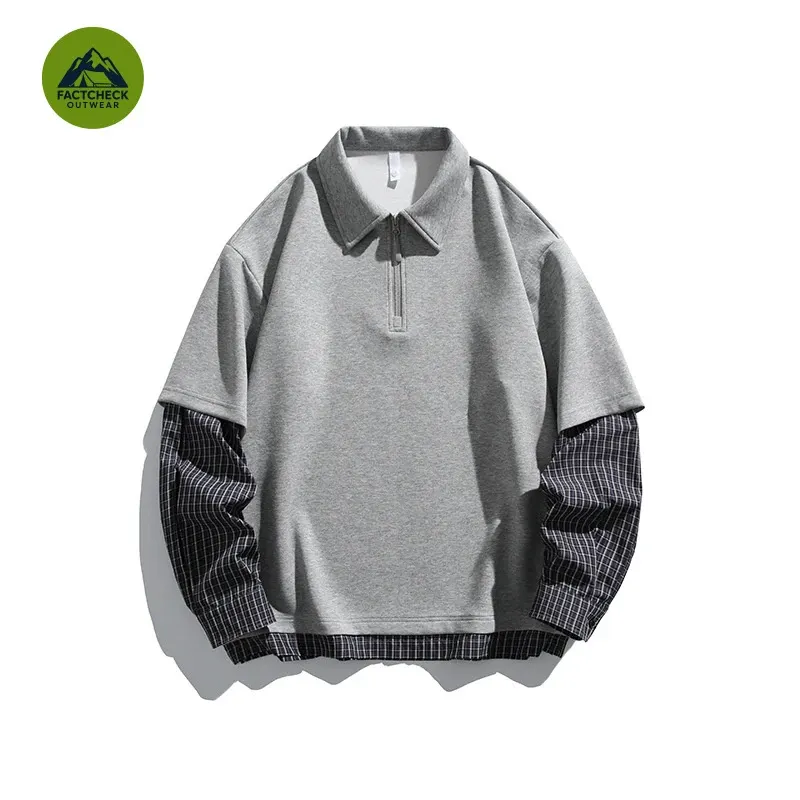 FACTCHECK High Quality EU US Size Unisex Heavy Liquid Cotton Spliced Sweatshirt, American Street Style, Moisture Absorbent
