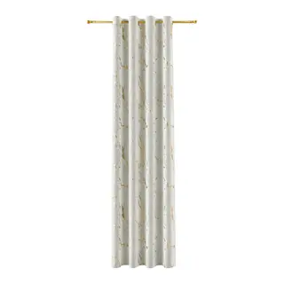 MARMA Zasłona gotowa na przelotkach, szerokość 140cm x wysokość 230cm, kolor 021 pastelowy szary ze złotym nadrukiem na VELVI TD0033/ZGP/021/140230/1