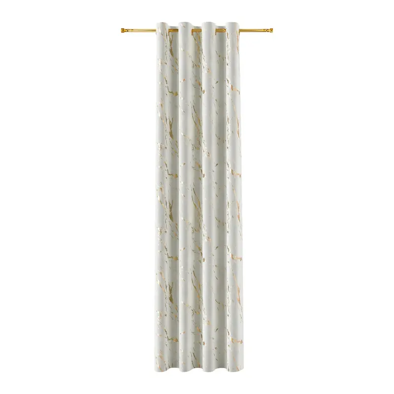 MARMA Zasłona gotowa na przelotkach, szerokość 140cm x wysokość 230cm, kolor 021 pastelowy szary ze złotym nadrukiem na VELVI TD0033/ZGP/021/140230/1