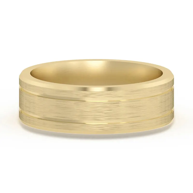 Klasyczna Double Channel Satenowa Finish Obrączka Ślubna 6 MM 585 Żółte Złoto (14K)