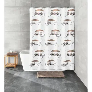 Kleine wolke eulen tekstylna zasłona prysznicowa taupe 240x180 cm sowy