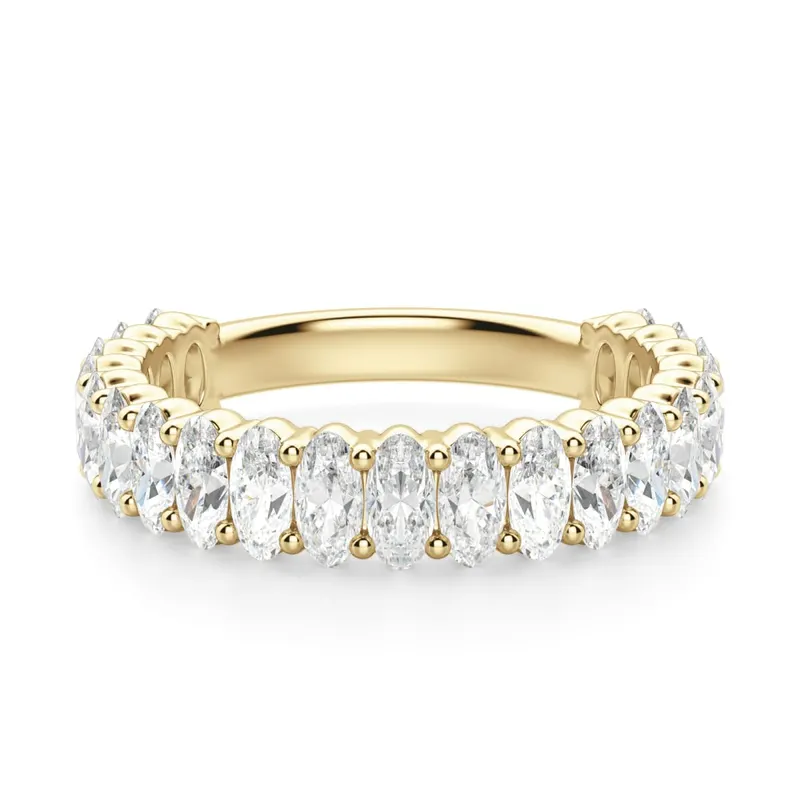 Obrączka Ślubna Half Eternity z Owalnymi Kamieniami 4x3 mm Laboratoryjny Diament 585 Żółte Złoto (14K)