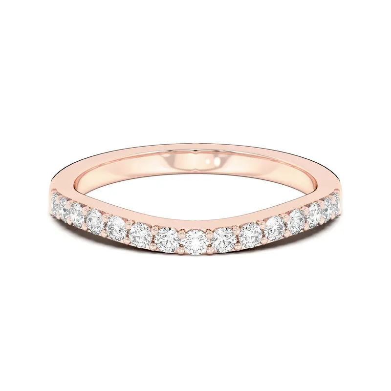 Obrączka Ślubna Curved Accented Laboratoryjny Diament 585 Różowe Złoto (14K)