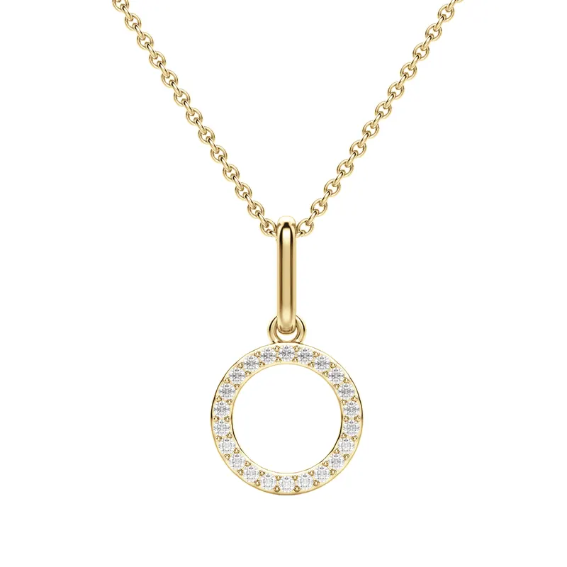 Wisiorek Litera "O" Laboratoryjny Diament 585 Żółte Złoto (14K)