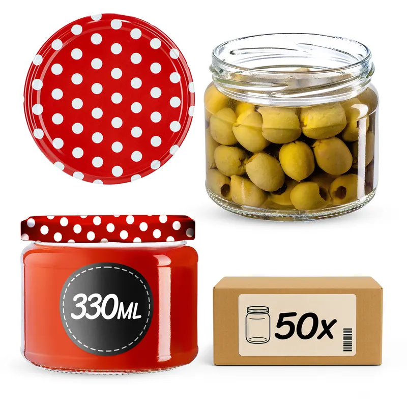 Słoiki Sonka 330ml 50szt fi 82 mm + wieczka "Czerwony Groszek"