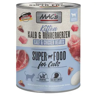 MAC´s Cat karma dla kota, 6 x 800 g - Kitten, cielęcina i serca kurczęce