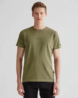 Gant Bawełniany T-Shirt Męski Z Nadrukiem Regular Fit Zielony