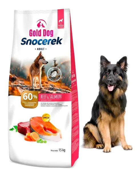 Karma dla owczarka Gold Dog Snocerek Beef & Salmon 15kg wołowina bez drobiu