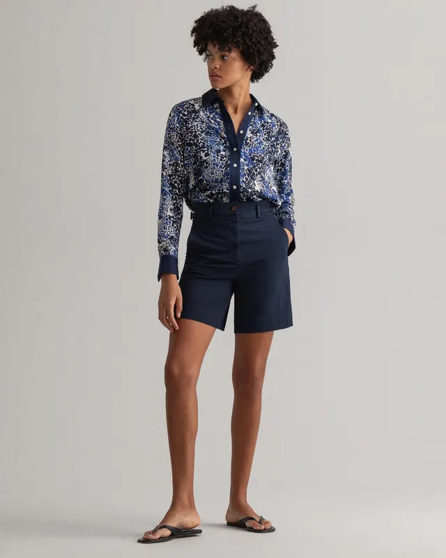 Gant Bawełniane Szorty Damskie Relaxed Fit Granatowe