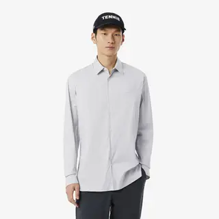 Lacoste Koszula Slim Fit W Paski Z Elastycznej Popeliny Męskie Biały