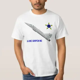 JAS-39E Gripen NG Brazilian Air Force Men T-Shirt Summer Short Sleeve Casual 100% Cotton O-Neck Shirt Mens Clothing