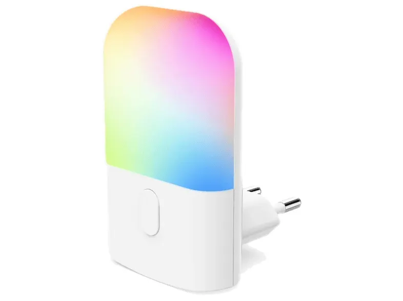 Lampka nocna LED HAMA Color do gniazdka czujnik zmierzchu RGB Biały