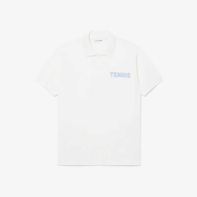 Lacoste Koszulka Polo Classic Fit Z Nadrukiem Z Dzianiny Petit Piqué Męskie Biały