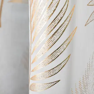 MARIETTA Firana gotowa na przelotkach, szerokość 140cm x wysokość 250cm, kolor 004 biały ze złotym zdobieniem 000262/FGP/004/140250/1