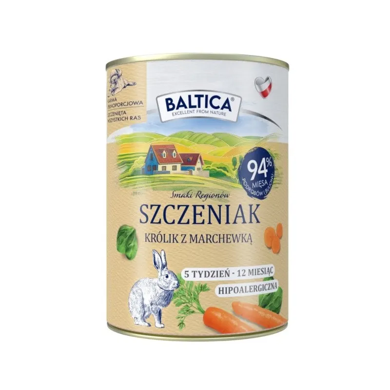 BALTICA Smaki regionów Szczeniak Mono Królik z marchewką - mokra karma dla psa - 400g