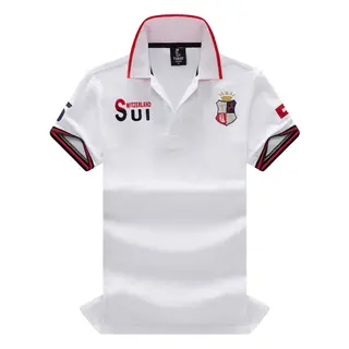 Men's Polo Shirt Classic Switzerland Popular 100% Cotton Embroidery Short Sleeve Sports Collar T-shirt Oversized US Size XS-7XL