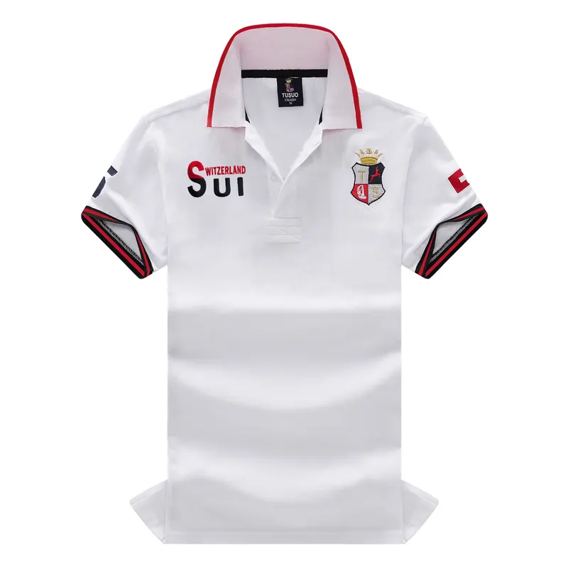 Men's Polo Shirt Classic Switzerland Popular 100% Cotton Embroidery Short Sleeve Sports Collar T-shirt Oversized US Size XS-7XL