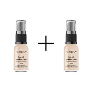 Claresa Liquid Perfection 2w1 Podkład i Korektor 102 Warm Medium 1+1