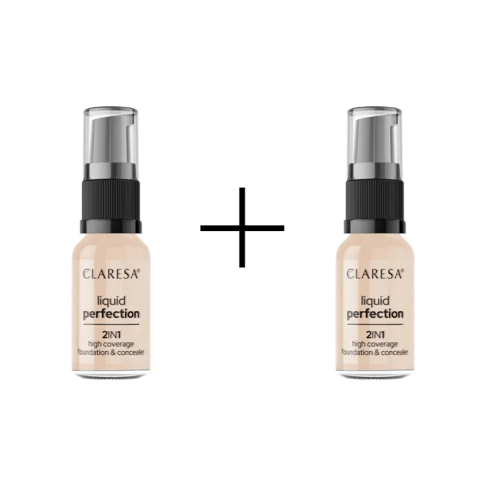 Claresa Liquid Perfection 2w1 Podkład i Korektor 102 Warm Medium 1+1