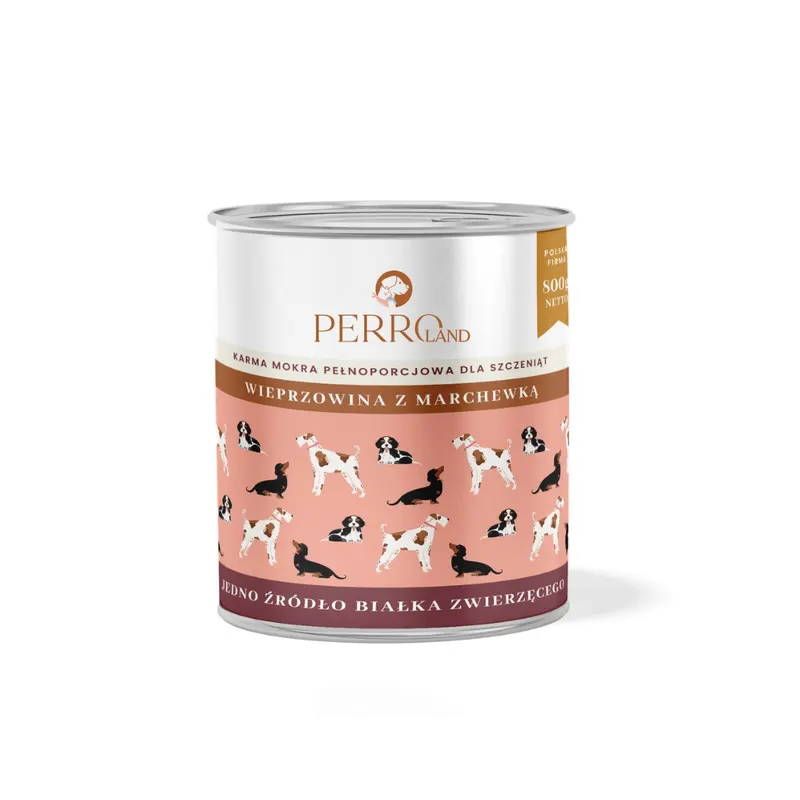 PERRO Junior Wieprzowina z marchewką Mono - mokra karma dla psa - 800g