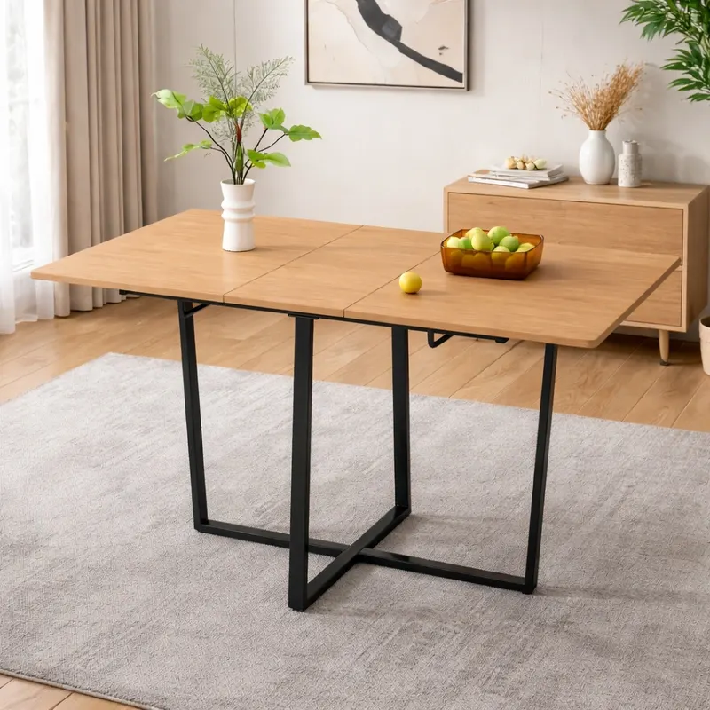 Stół jadalniany z laminowanym blatem i metalową podstawą Aerelith