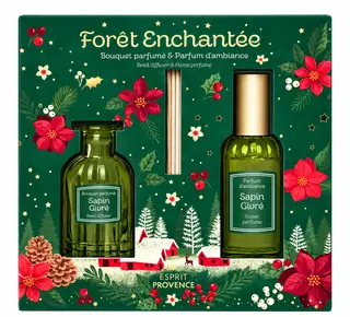 Esprit Provence Mroźna Jodła (Sapin Givré) - zestaw prezentowy Zaczarowany Las (Forêt Enchantée) - dyfuzor i perfumy do wnętrz 2 x 50 ml