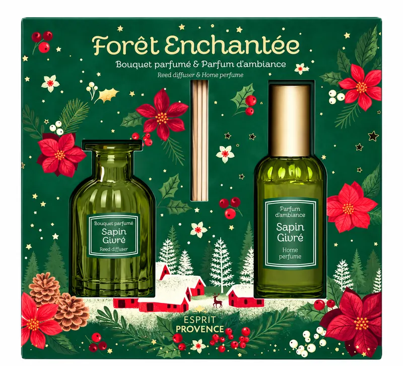 Esprit Provence Mroźna Jodła (Sapin Givré) - zestaw prezentowy Zaczarowany Las (Forêt Enchantée) - dyfuzor i perfumy do wnętrz 2 x 50 ml
