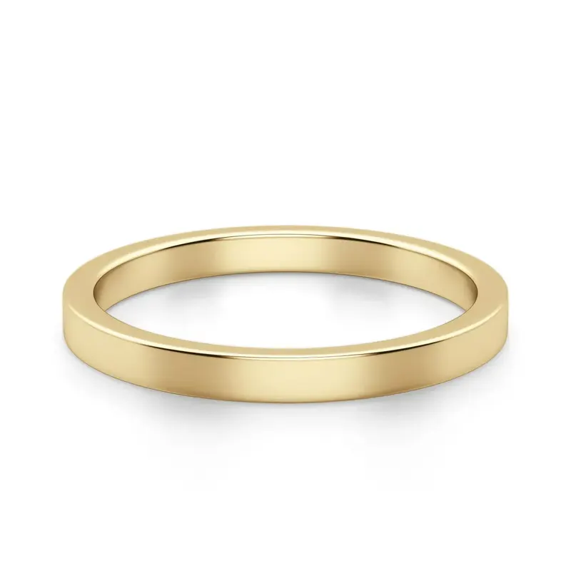Klasyczna Męska Obrączka Ślubna Flat 2 MM 585 Żółte Złoto (14K)