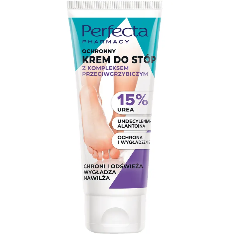 Perfecta Pharmacy ochronny krem do stóp z kompleksem przeciwgrzybiczym, 15% mocznikiem, undecylenianem i alantoiną 80 ml